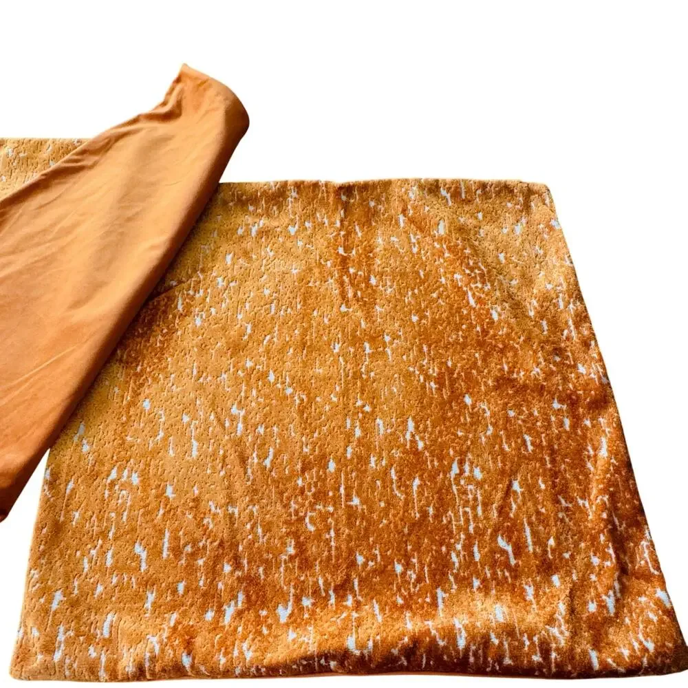 Set of 2 Burnt Orange Textured Velvet Square Mod Minimalist Pillow Covers 23x23